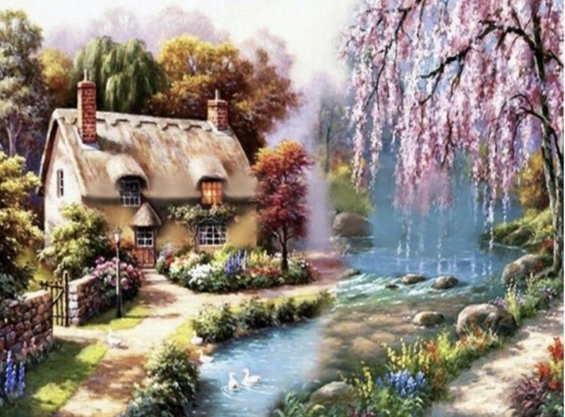 Diamentowa mozaika Domek nad strumykiem zdjęcie 1