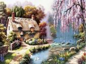 Diamentowa mozaika Domek nad strumykiem