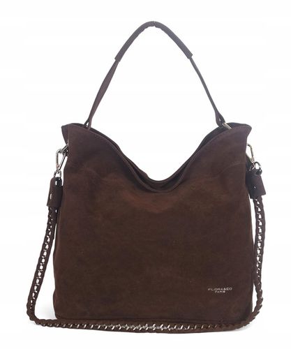 Flora&Co Paris Czekoladowa zamszowa torebka Worek Łańcuszek + Pasek Zamsz na Arena.pl