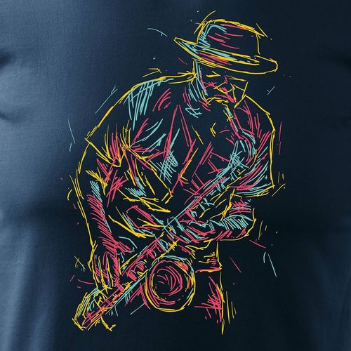 Koszulka rock rockowa jazz z saksofonem męska granatowa REGULAR XXL na Arena.pl