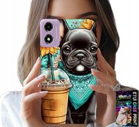 ETUI DO MOTOROLA MOTO E14 - BULDOG COFFI LOVE, SŁONECZNIKI, PSI CASE