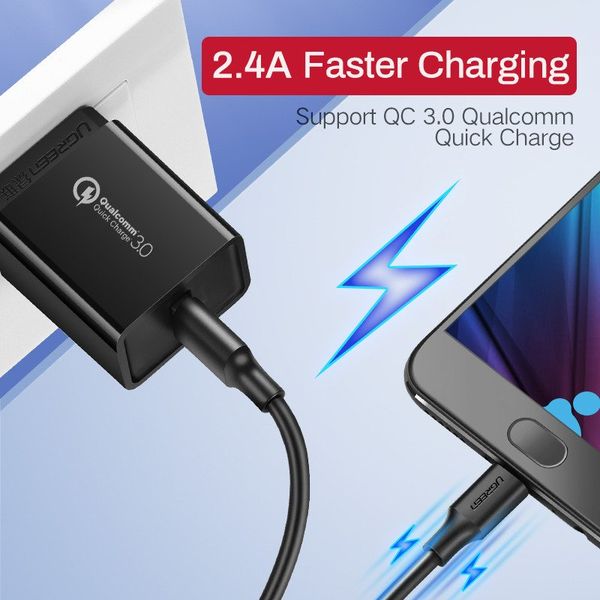 kabel usb do micro usb ugreen  us289 qc 3.0 2.4a 2m (biały) zdjęcie 3