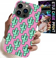 ETUI DO IPHONE 15 PRO MAX - KAKTUSY, KAKTUS NA RÓŻOWYM TLE + FOLIA