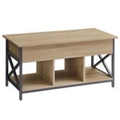 Stolik kawowy 100x50 cm dąb sonoma z podnoszonym blatem i półkami loft