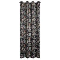 Zasłona na przelotkach welwetowa w kwiaty BECKY 140X250 czarna + zielona