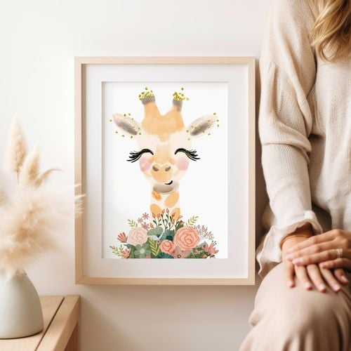 Plakat obrazek ilustracja dla dziecka żyrafa 21x29,7 cm A4 na Arena.pl