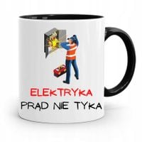 Kubek Czarny Prezent Elektryka Prąd Nie Tyka Z Nadrukiem Ze Zdjęciem