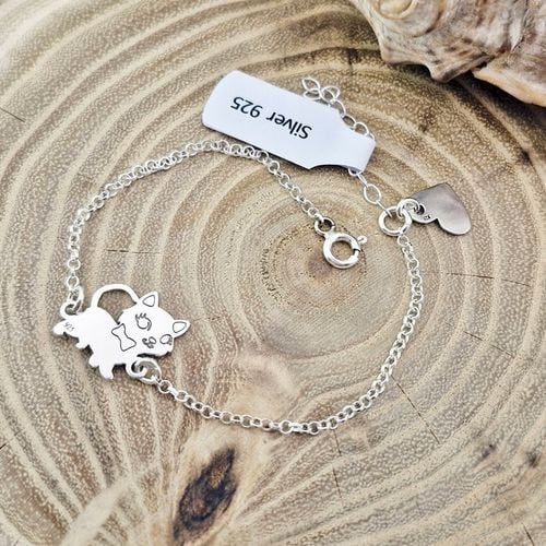 BRANSOLETKA SREBRNA DZIECIĘCA KOTEK I SERCE SREBRO 925 GRAWER na Arena.pl