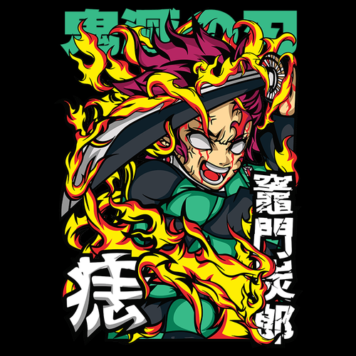 Koszulka Czarna Demon Slayer / Kimetsu no Yaiba / Miecz zabójcy demonów - WYBIERZ KOLOR KOSZULKI I FASON Damska S na Arena.pl