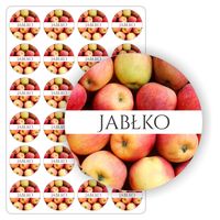 NAKLEJKI jabłkowy samoprzylepne JABŁKA słoiki dżem przetwory sok 5cm