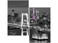 60X60CM NOCNY WIDOK DWU OBRAZ ŚCIAN