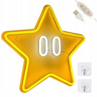 2X NEONOWA LAMPA GWIAZDY DO DEKORACJI POKOJU GRACZA Z AKRYLOWYM PANELEM