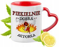 Kubek Dla Aktorki Czerwony Z Uszkiem W Kształcie Serca Na Prezent