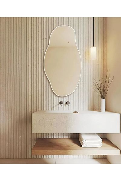 Lustro ścienne asymetryczne 40x75 cm - Biała rama zdjęcie 8