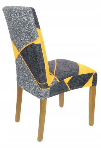 Pokrowiec Na Krzesło Szary Żółte Geometryczne Wzory Elastyczny na Arena.pl