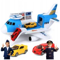 DUŻY SAMOLOT TRANSPORTER Z AUTAMI ZABAWKA LĄDOWISKO OGROMNY PREZENT WIELKI