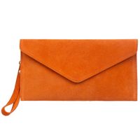 VERA PELLE torebka damska zamszowa kopertówka listonoszka V646 pomarańczowa