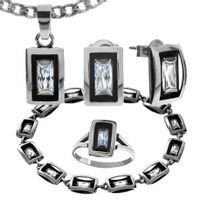 SREBRNY KOMPLET PROSTOKĄTNY OKSYDOWANY SREBRO PRÓBY 925