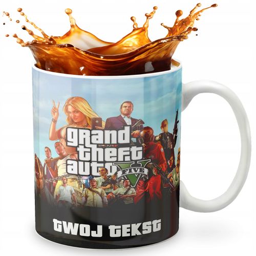KUBEK 330ml GRAFIKA PREZENT ŚWIĘTA WZÓR - GRA GRAND THEFT + IMIĘ na Arena.pl