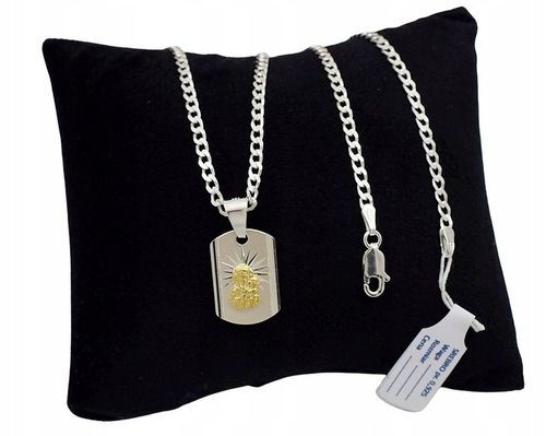 Łańcuszek Srebrny Męski Pancerka Diamentowany z Medalikiem Grawer Gratis na Arena.pl