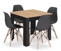 Stół 80x80 dąb artisan + 4 krzesła OSAKA czarne zestaw kuchni jadalni