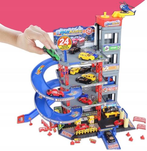 Garaż Parking Samochodowy 4-piętrowy Zjeżdżalnia dla Autek 4 Poziomy Myjnia na Arena.pl