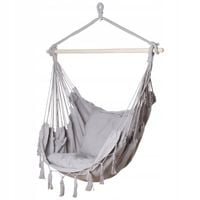 HAMAK BRAZYLIJSKI FOTEL WISZĄCY HUŚTAWKA HAMAK BALKON BOHO RODOS 2 SZARY