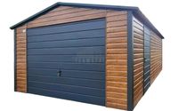 Garaż blaszany 4,5x6 m brama uchylna drzwi drewnopodobny TS1235