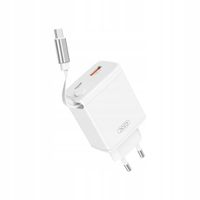 XO ładowarka sieciowa CE31 1x USB 1x USB-C 30W biała z kablem USB-C zwijany