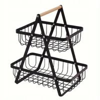 Patera Koszyk DWUPOZIOMOWY na owoce warzywa metalowy czarny 2 poziomy