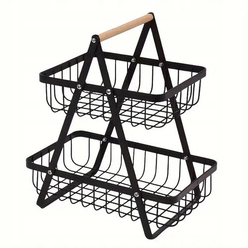 Patera Koszyk DWUPOZIOMOWY na owoce warzywa metalowy czarny 2 poziomy na Arena.pl