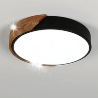 LAMPA SUFITOWA PLAFON LED CZARNY DREWNO OKRAGŁY NOWOCZESNY 30W 3000K
