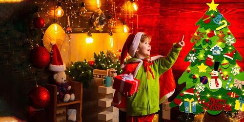 CHOINKA Z FILCU FILCOWA LED ZABAWKA DLA DZIECI DEKORACJE ŚWIĄTECZNE ŚWIĘTA na Arena.pl