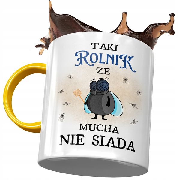 Kubek Żółty Dla Rolnika Taki Że Mucha Nie Siada Z Nadrukiem Ze Zdjęciem zdjęcie 1