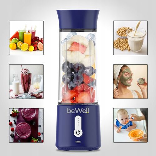 BLENDER KIELICHOWY DO SMOOTHIE KOKTAJLI RĘCZNY beWell Plus 500ml PRZENOŚNY na Arena.pl