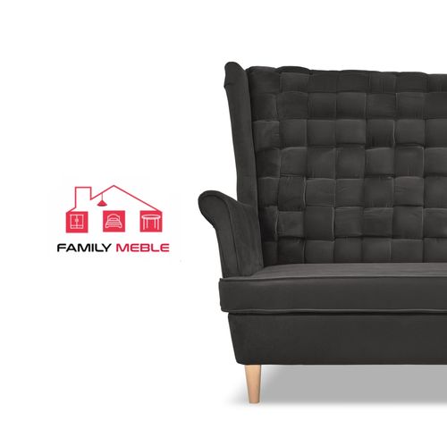 Zestaw wypoczynkowy Carol sofa fotele pufy paski grafitowy na Arena.pl