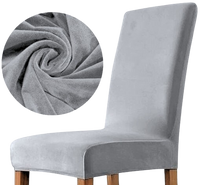 POKROWIEC NA KRZESŁO WELUR AKSAMIT CIEMNY SZARY