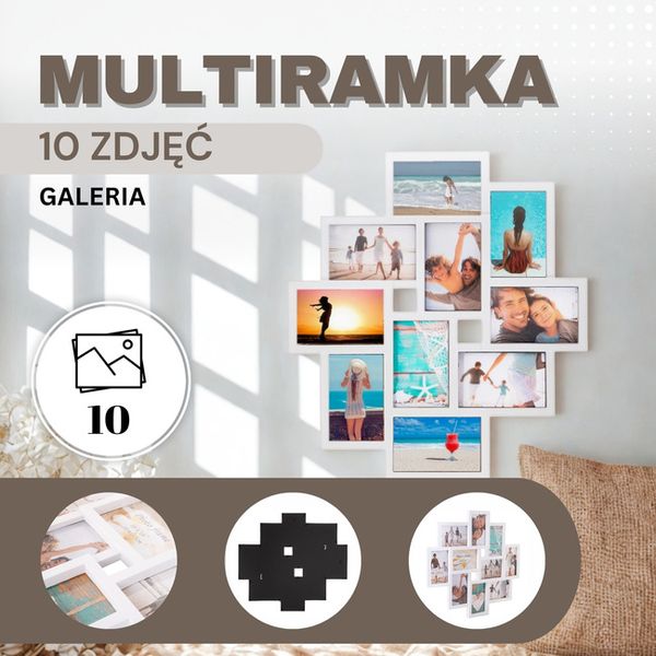 Ramka na zdjęcia 10 zdjęć multiramka 10x15 biała zdjęcie 2
