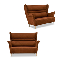 Sofa Kanapa Uszak Skandynawska rudy miedziany salon welur Zoja Family Meble