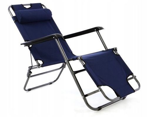 LEŻAK ogrodowy fotel plażowy tarasowy składany 3 pozycyjny granatowy leżank na Arena.pl
