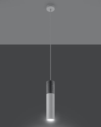 Wisząca LAMPA skandynawska SL.0647 metalowa OPRAWA tuba ZWIS okrągły beton biały na Arena.pl