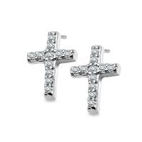 srebrne kolczyki krzyżyki z cyrkoniami