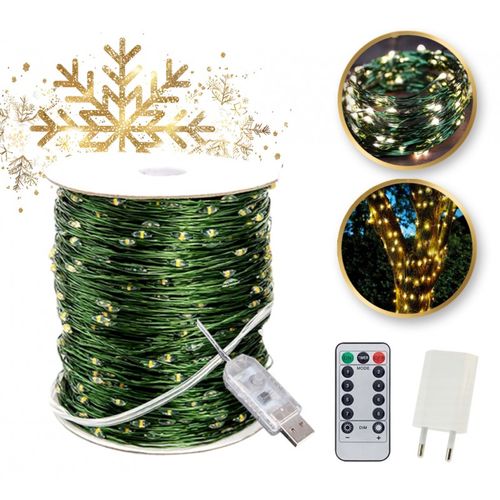 zewnętrzne/ wewnętrzne lampki choinkowe drucik 500 led 50m, ciepłe białe na Arena.pl