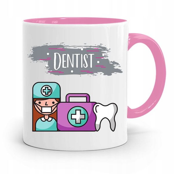 Kubek Różowy Prezent Dentysty Stomatologa Dentist Z Nadrukiem Ze Zdjęciem zdjęcie 1