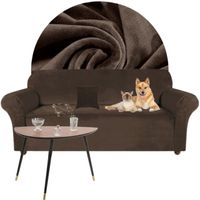POKROWIEC NA KANAPĘ SOFĘ NAROŻNIK ELASTYCZNY WELUR AKSAMIT 190-230 BRĄZOWY