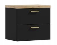 Szafka łazienkowa wisząca LUNA 50 czarny/dąb craft złoty (W7)