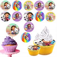 OPŁATEK na BABECZKI MUFFINKI zestaw na urodziny 12szt. - KOCI DOMEK GABI