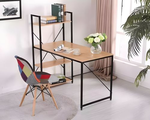 Biurko komputerowe drewniane regał z półkami loft na Arena.pl