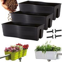 3x Skrzynka na balustradę Wave 60, Doniczka balkonowa + keramzyt 5l