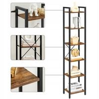 BIBLIOTECZKA REGAŁ NA KSIĄŻKI WĄSKI WYSOKI LOFT INDUSTRIAL SŁUPEK VINTAGE